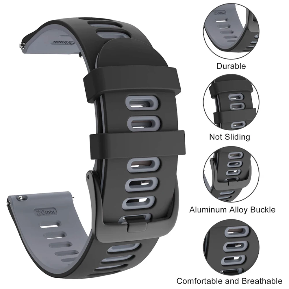 Two-Tone Silicone Sport Watch Strap - Premium Adjustable Bracelet Belt