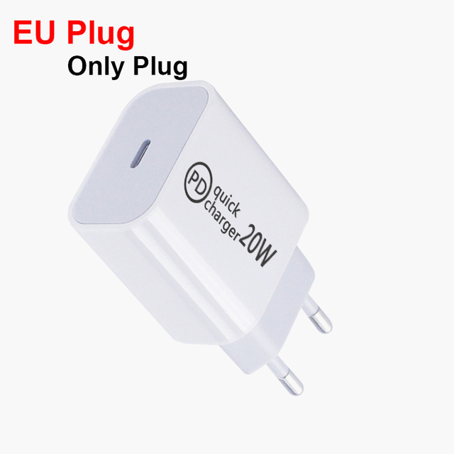 Type C Charger PD 20W Fast Charging EU US AU UK Plug USB-C Adapter For iPhone 11 12 13 Pro Max X XR 8 7 ipad mini