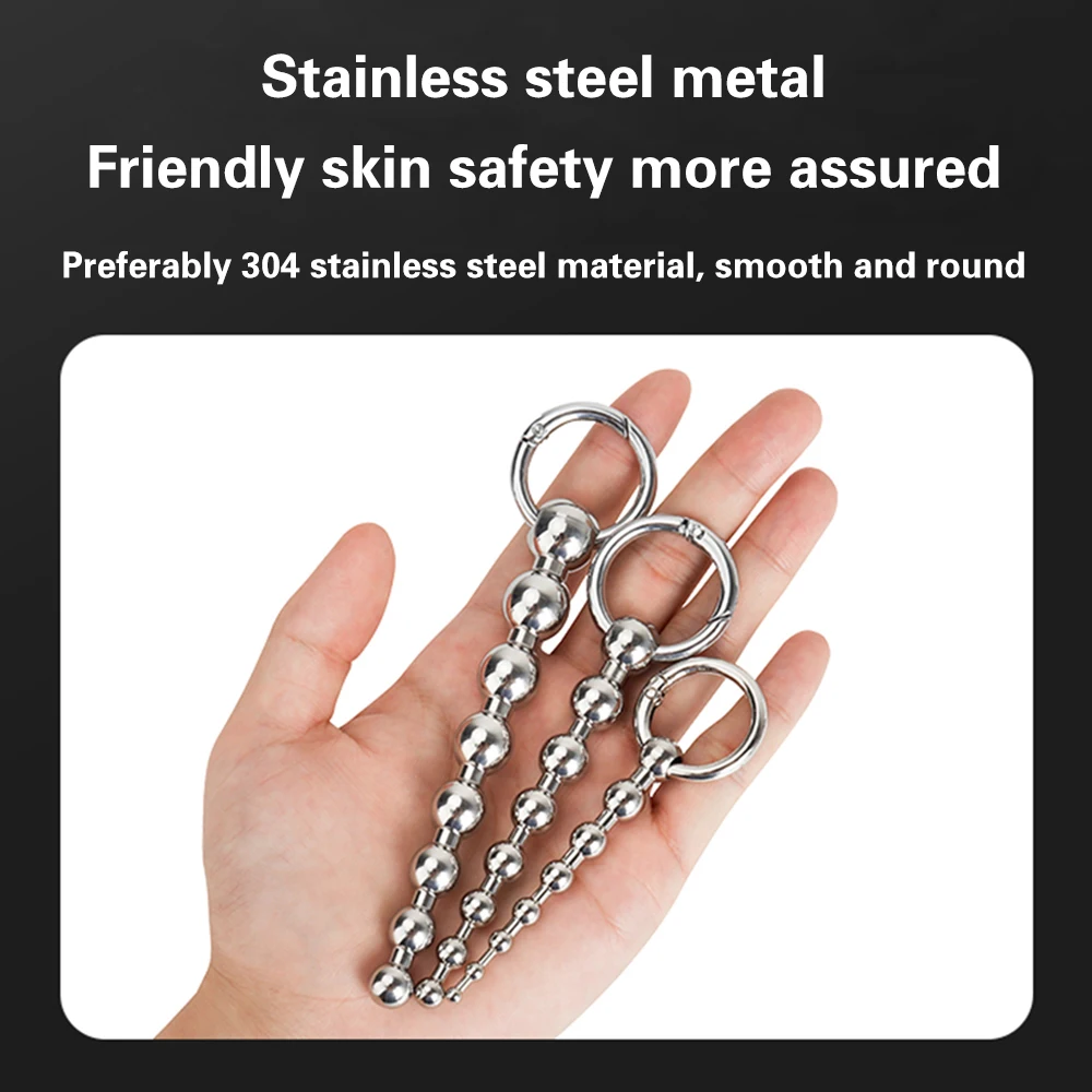 Stainless Steel Urethral Pull Beads Sounding Massager SM Insert Catheter Penis Plug Male Adult Stimulator Sex Toys