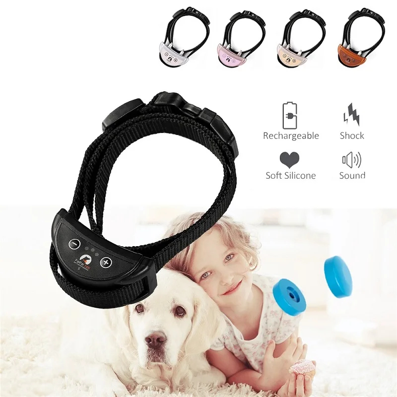 Dog Training Collar Pink Nylon Pet Anti Bark Collar Dog Electric Shock Collar Bark Control For Adjustable Sensitivity dog bark deterrent dog repeller