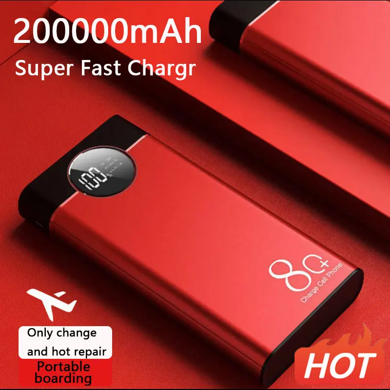 

200000mAh Power Bank Super Fast Chargr PowerBank Portable Charger Digital Display External Battery Pack forIPhone Xiaomi Samsung