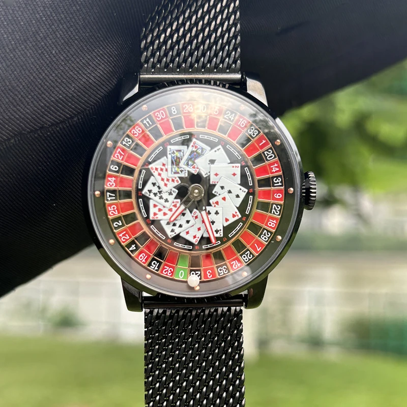 Richard Mechanical Watch NH36 Sapphire Glass Rotating Dial Las Vegas Roulette Desktop Theme Automatic Watch Men Texas Holdem mechanical watch