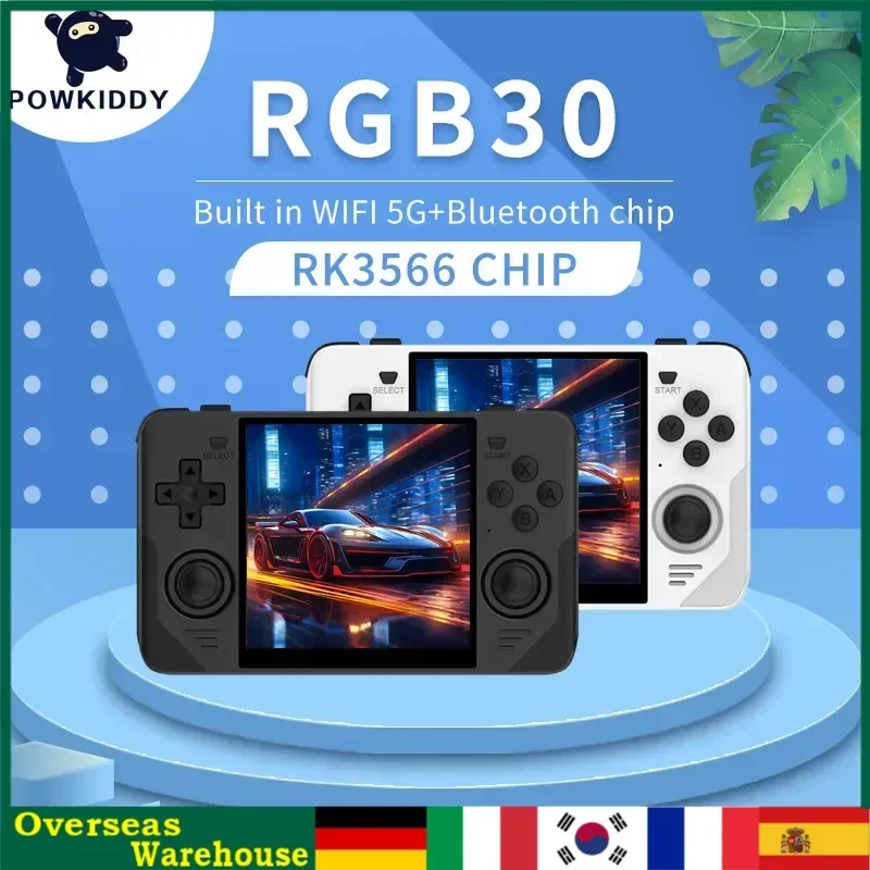 

POWKIDDY RGB30, Карманная игровая консоль в стиле ретро 720*720, 4 дюйма, Ips-экран, встроенный Wi-Fi, детские подарки