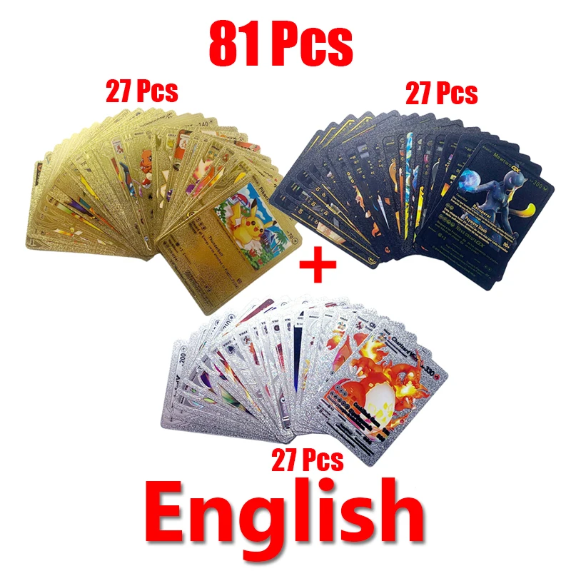 Rainbow Cards Gold Silver Vmax GX Card Collection Battle Trainer Card Spanish English French Child Toys Christmas Gifts