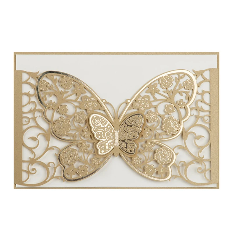 50pcs Butterfly Laser Cut Wedding Invitation Card Covers Business Greeting Card Engagement Wedding Decoration Party Supplies