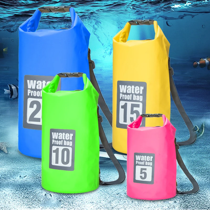 PVC Waterproof Dry Bag Double Shoulder Outdoor Sport Bag for Trekking Floating Sailing Canoing Boating Swimming Storage Backpack 6
