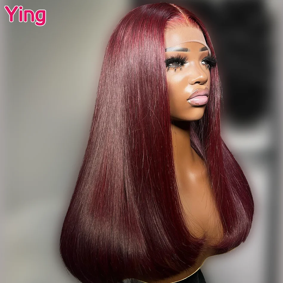 Dark Burgundy Straight 13x6 Lace Frontal Wig  4x4 Transparent Lace Wig 200% Peruvian 12A Remy 13x4 Lace Front Wig PrePlucked