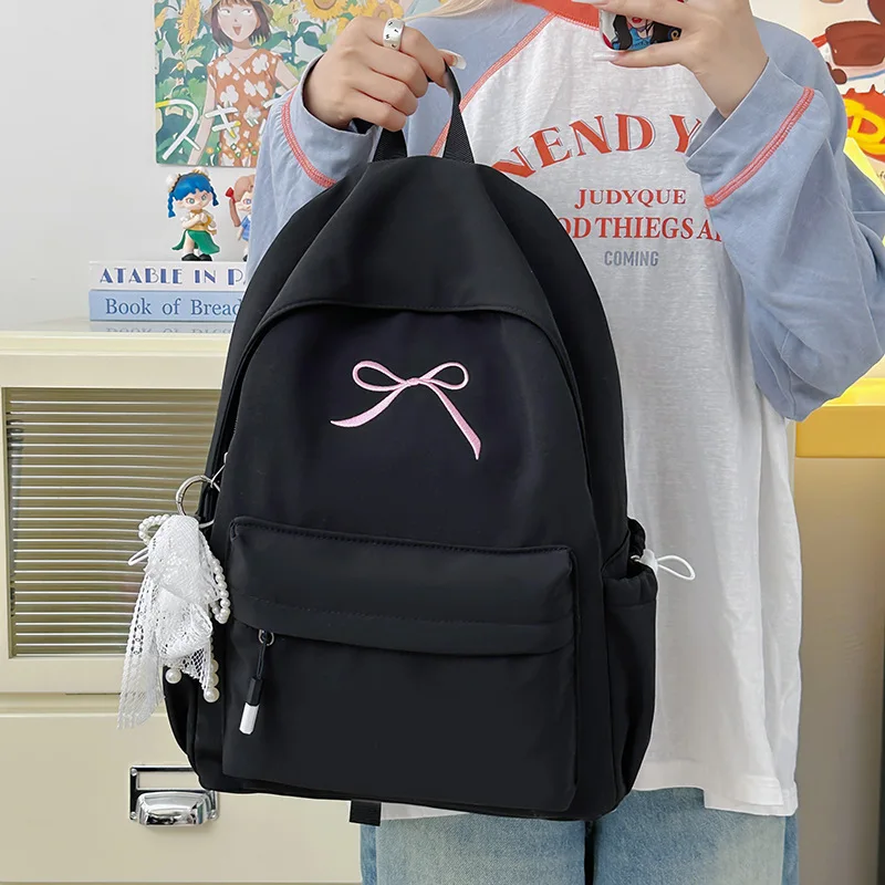 Large Capacity Student Backpack 2025 New Butterfly Knot Design Double Shoulder Bag for Short Trips And High School Computer Bag 4
