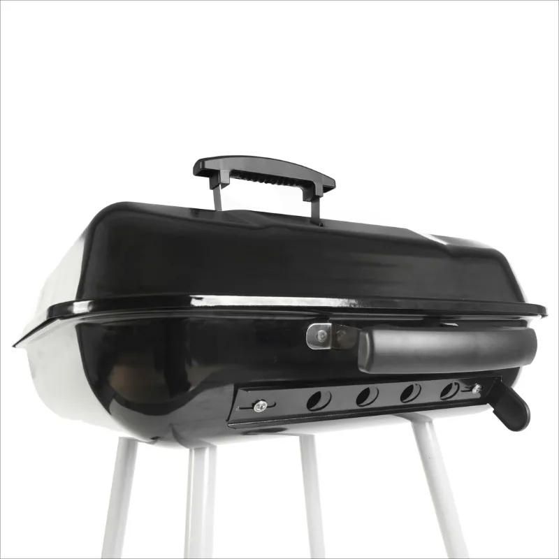 17.5" Square Steel Charcoal Grill on Wheels 5