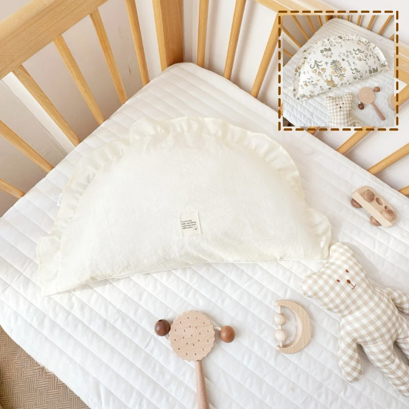 Floral Printed Infant Kid Moon Shape Detachable Sleeping Nursing Pillow for Newborns Head Protector All-season Cushion