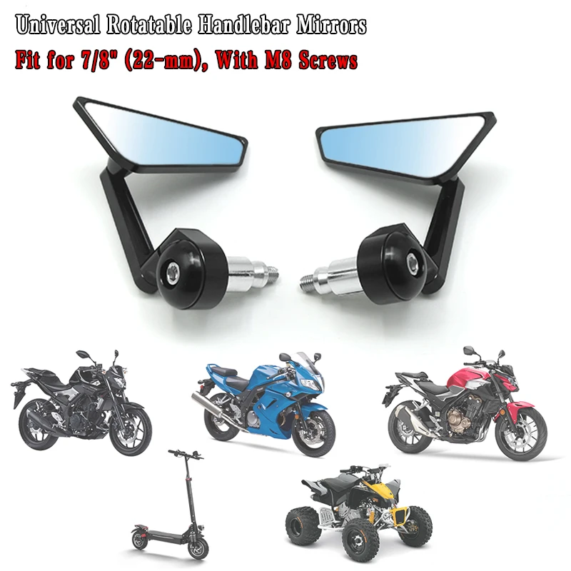 Chrome 8mm/10mm Motorcycle Blade Steady CNC Aluminum Rearview Side Mirrors NEW BRAND main image 1