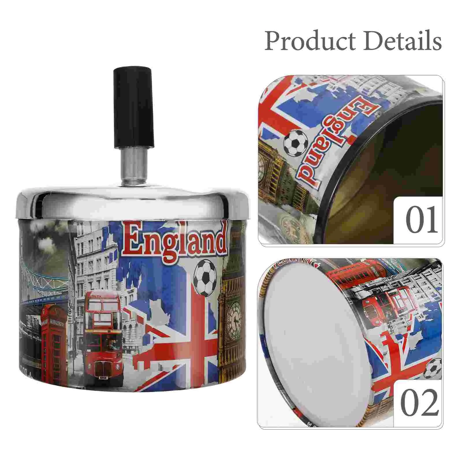 Stainless Steel Ashtray Automatically Extinguished Decorative Uk Souvenirs Gifts Cigarette Outdoor Metal Personality Tabletop stainless steel ashtray,metal ashtray
