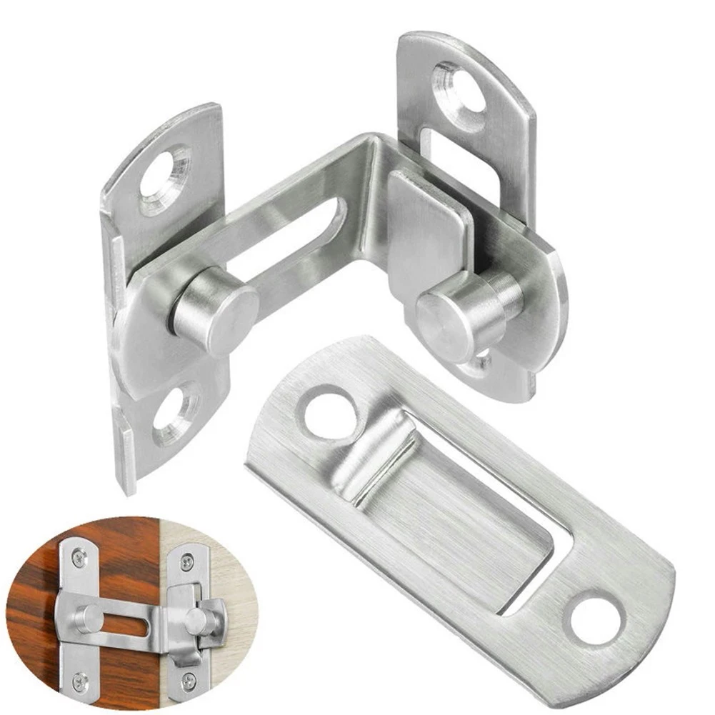 Door Latch Doors Lock 3Inch 90Degree Right Angle Door Latch Buckle Hasp Sliding Lock Barrel Bolt Hardware Safety Door Bolt