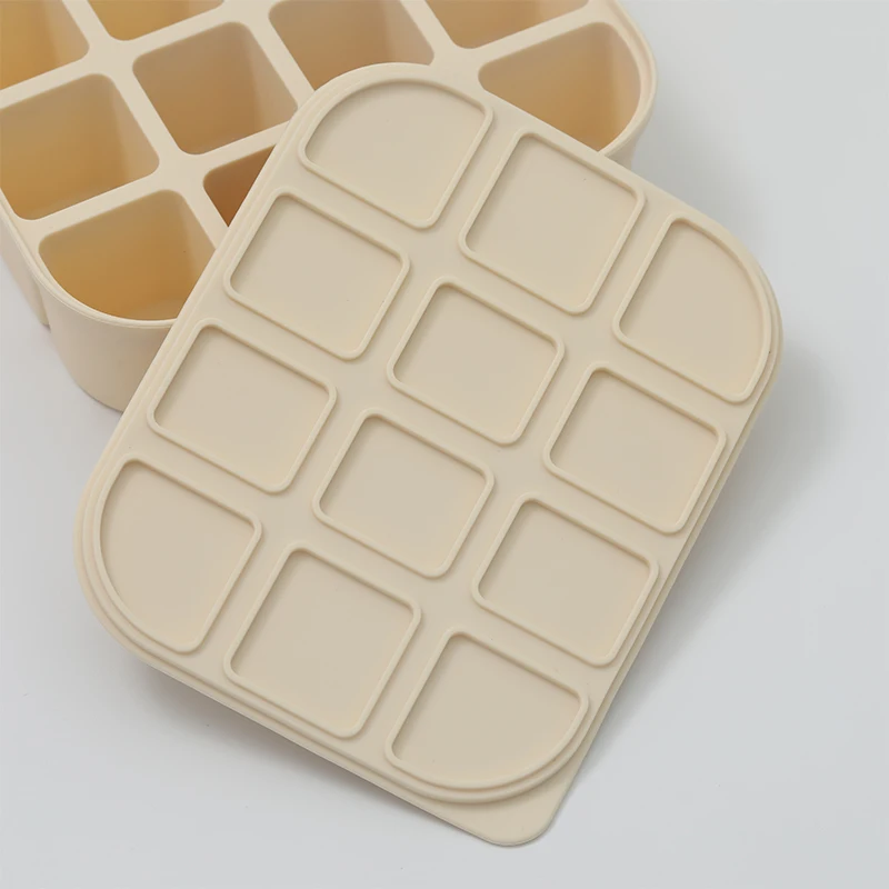 Baby Silicone Food Storage Containers BPA Free Leak-Proof Safe Snack Box for Toddlers Reusable Square Freezer Tray Mold with Lid