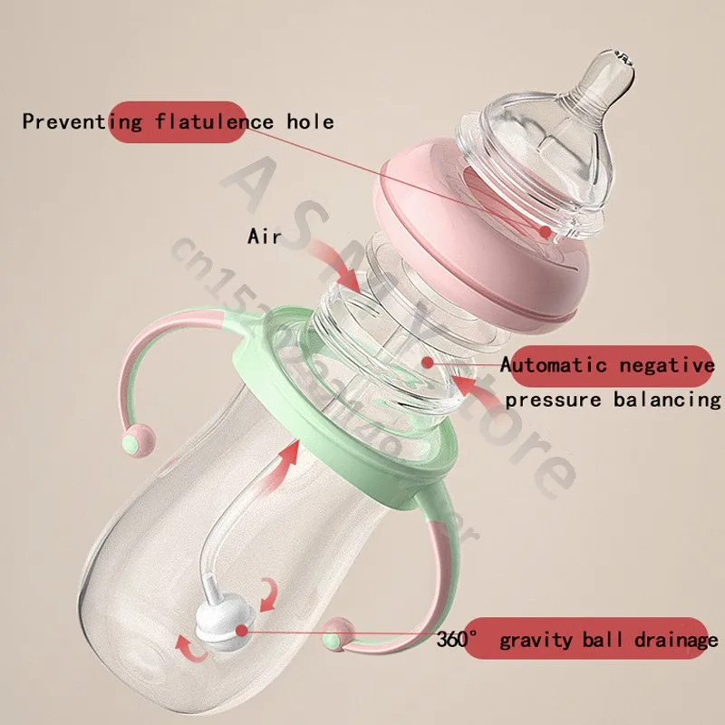 Newborn milk bottle/270ML 330ML large capacity milk bottle/drinking bottle/BPA-free/anti-fall/anti-colic PP milk bottles 3