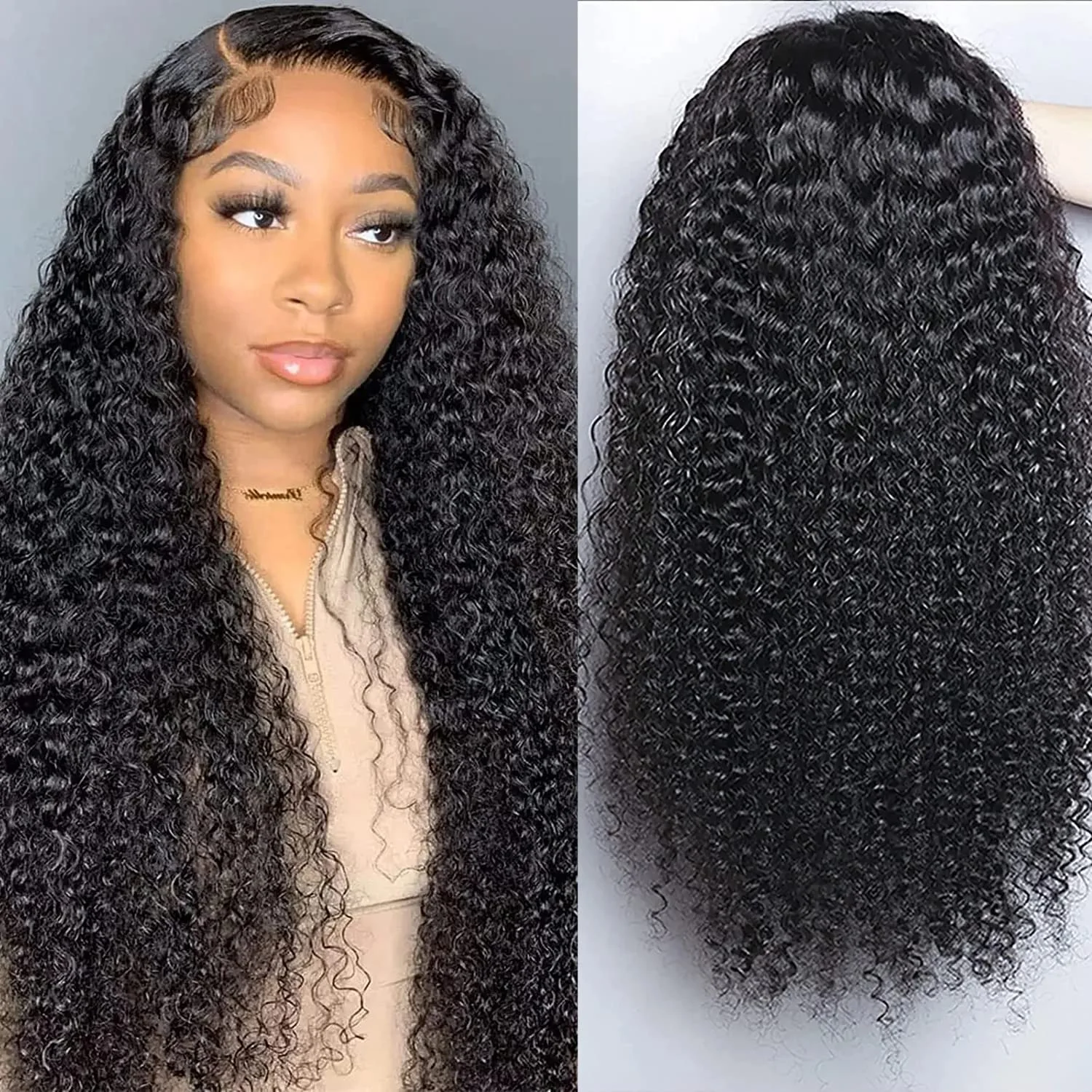 Kinky Curly Lace Front Wig Human Hair 13x4 Lace Frontal Wigs Wet And Wavy Curly Pre Plucked With Baby Hair Human Wigs