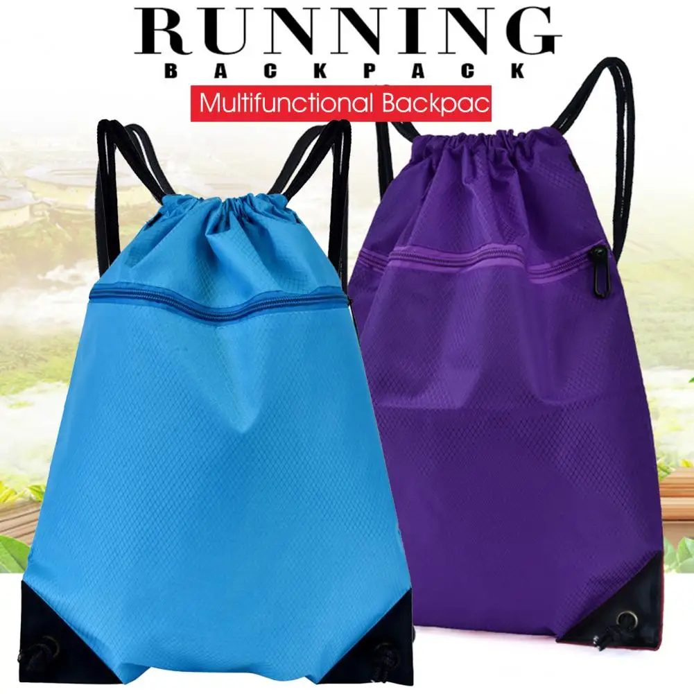 Waterproof Zipper Gym Sport Fitness Bag Unisex Sports Backpack Foldable Drawstring Backpack