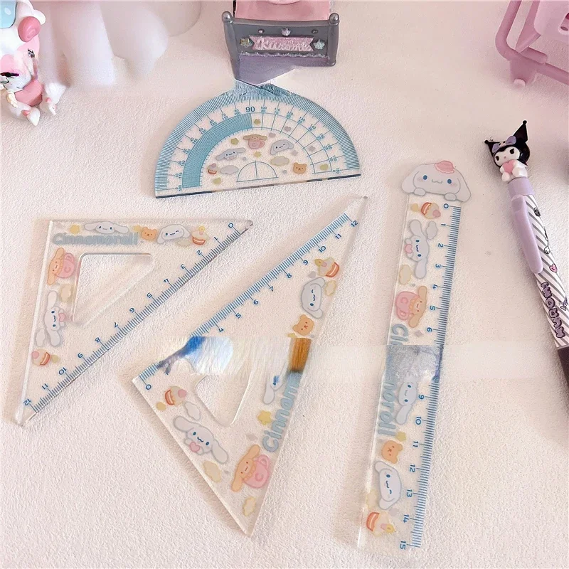 

Kawaii Sanrioed Anime Cartoon series HelloKitty Kuromi Cinnamonll My melody A complete set of school stationery rulers