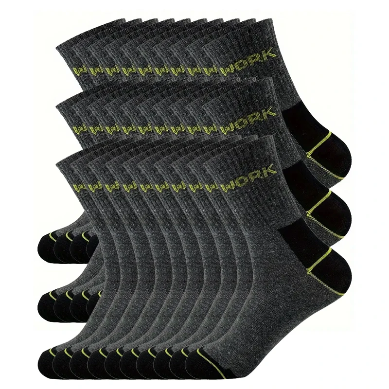Mens Moisture-Wicking Cotton Sports Socks - Cushioned Hiking  Outdoor Anti-Slip 30 Pairs