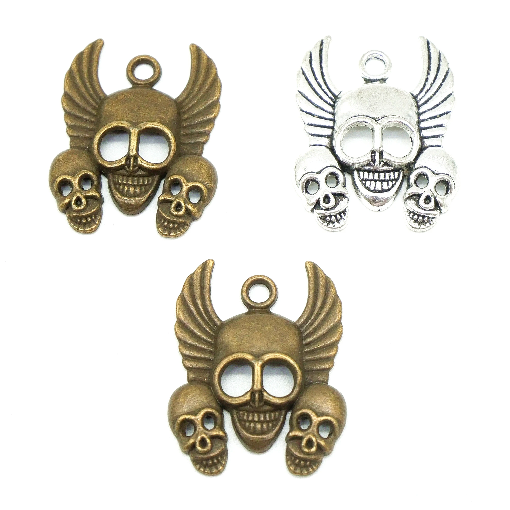 

7 PCS 32x26x5mm Vintage Metal Winged Skeleton Charms DIY Handmade Accessories Classic Charm Jewelry Making