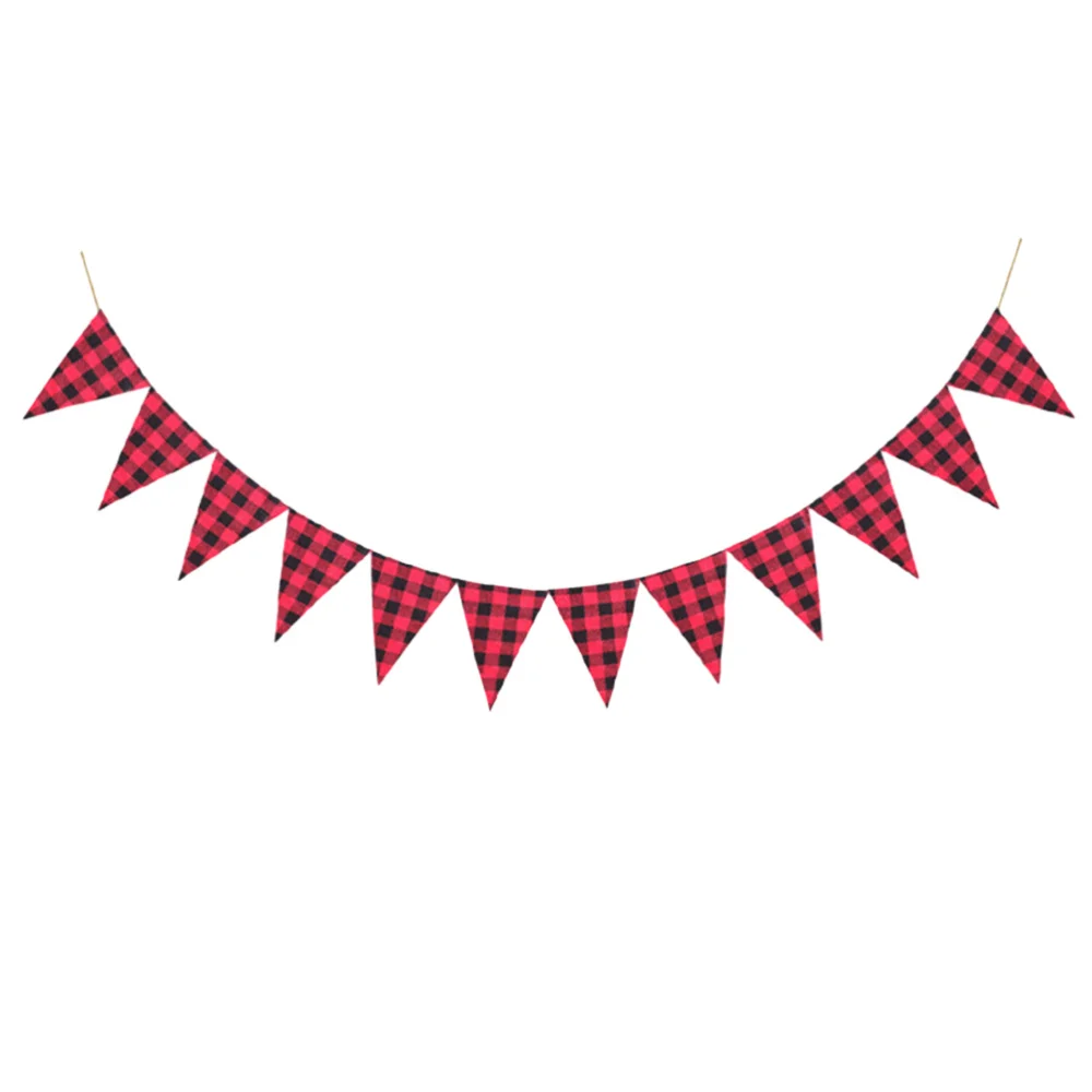 Red White Plaid Triangle Flag Banner Checkered Carnival Party Fabric  Gingham Pennant Bunting Birthday Picnic Outdoor Decorations - AliExpress, image size:1000x1000