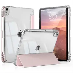 Sleek Transparent iPad Case with Pencil Holder - iPad Pro 11 - inch M4 (Pink)