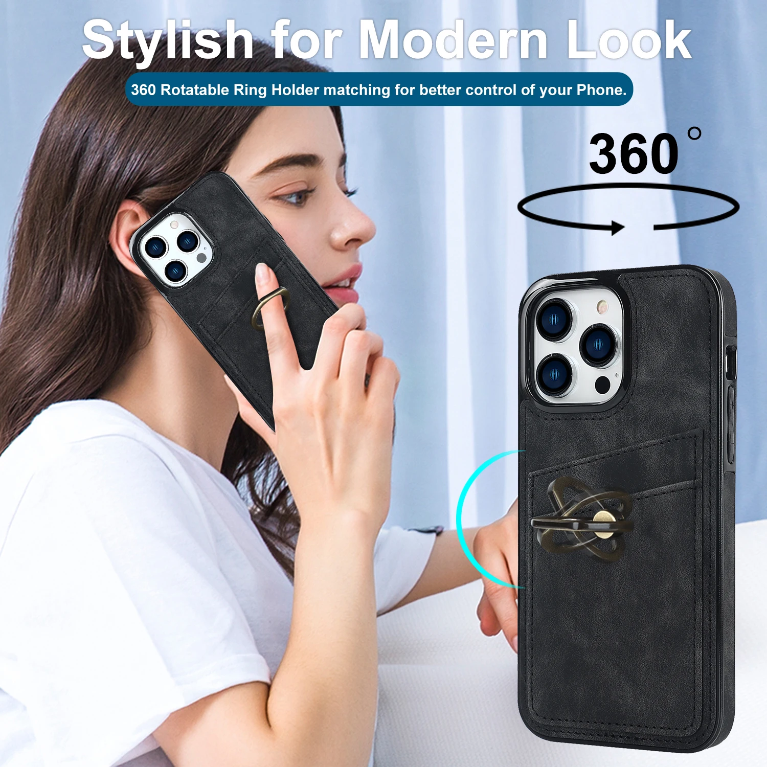 Soft Suede Leather Ring Holder iPhone Case