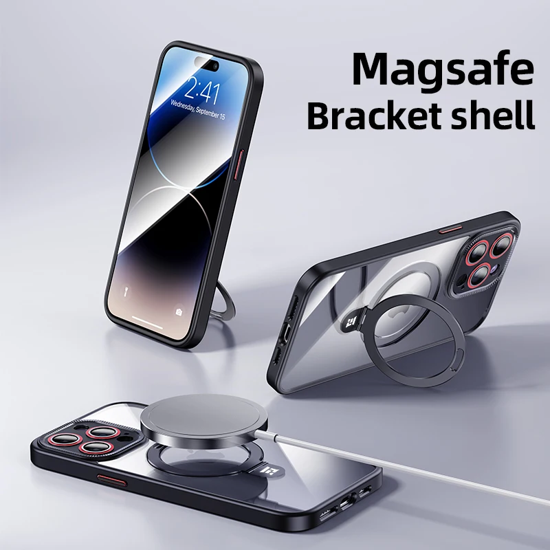 Magnet ring halter für magsafe kabellose Lade tasche für iPhone 15 14 12 13  Pro Max plus Stoßstange stoß feste Metall halterung - AliExpress