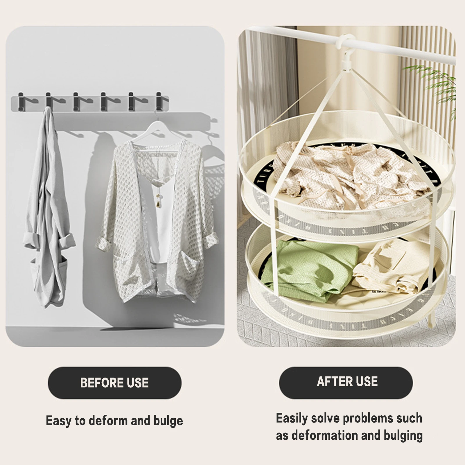 1/2 Layer Hanging Clothes Drying Basket Fine Mesh Fodable Underwear Baby Sweater Drying Rack Polyester Clothes Drying Net Rack 6