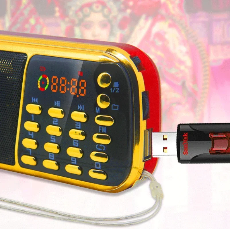 B853 Portable Small Audio Old Man Portable FM Radio MP3 Format Player Supports Dual TF Card U Disk and External Mini Audio Radio - 5