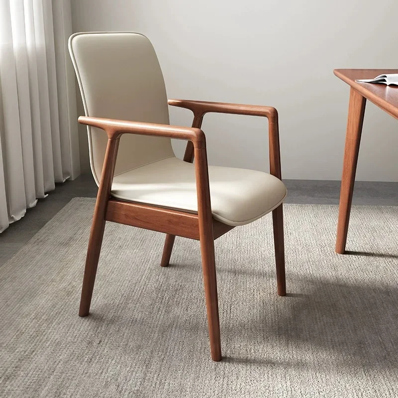 

Retro Nostalgia Dining Chair Solid Wood Office Negotiating Backrest Dining Chair Armrests Mobile Meuble Salon Italian Furniture