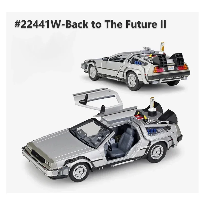 WELLY 1:24 Diecast Alloy Model Car DMC-12 delorean back to the future Time Machine Metal Toy Car For Kid Toy Gift Collection 4