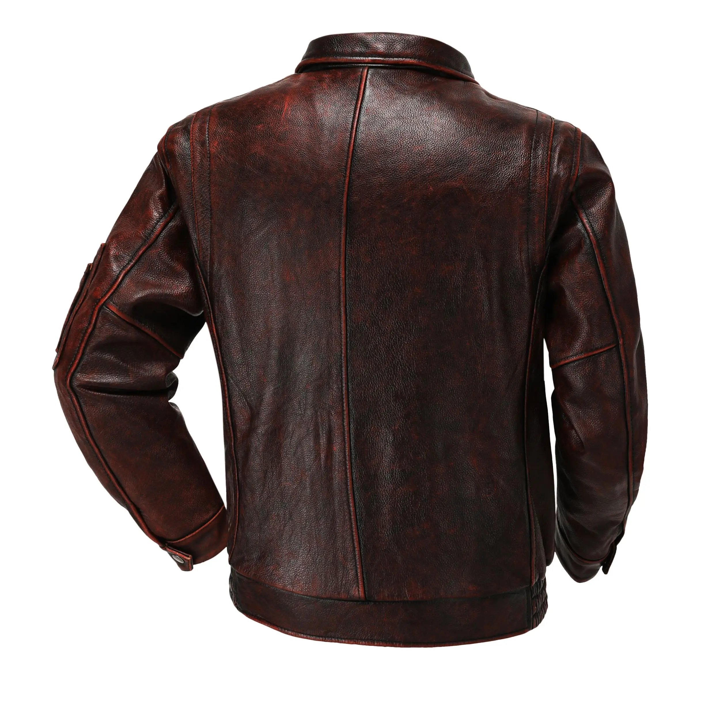 Men Leather Jacket Corium Air force Flight Vintage Distressed Cowhide Red Brown Short Moto