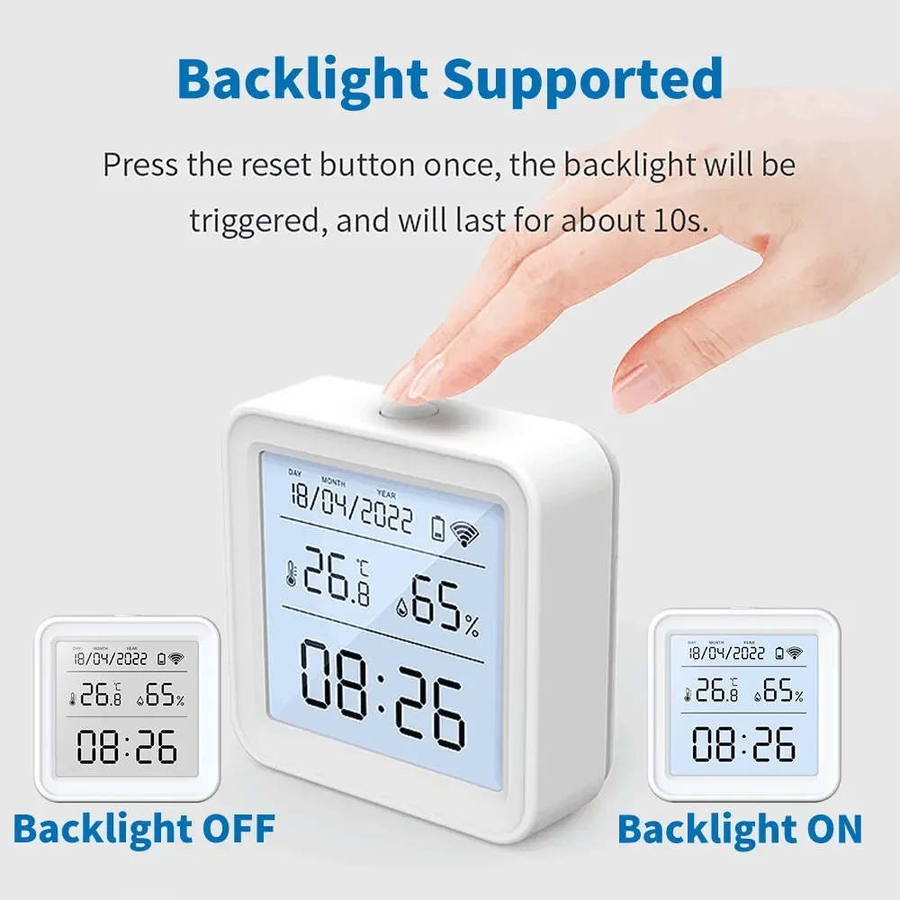 Temperature Humidity Sensor Temperature Humidity Meter Tuya WIFI Smart Backlight Support Alexa Google Assistant