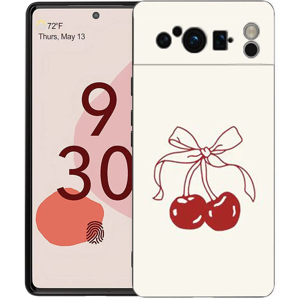 Charming Cherry Bow Soft Shockproof Black Phone Cover