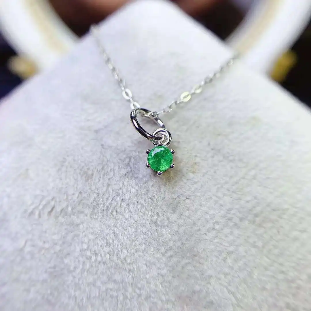 Nuovo Ciondolo Smeraldo Colombiano Naturale 925 Argento Seiko Set Con Gemme Verdi Per Le Donne