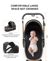 Poussette bébé 3-en-1 légère, luxe, pliable, système de voyage portable pour nouveau-né et nourrisson 6