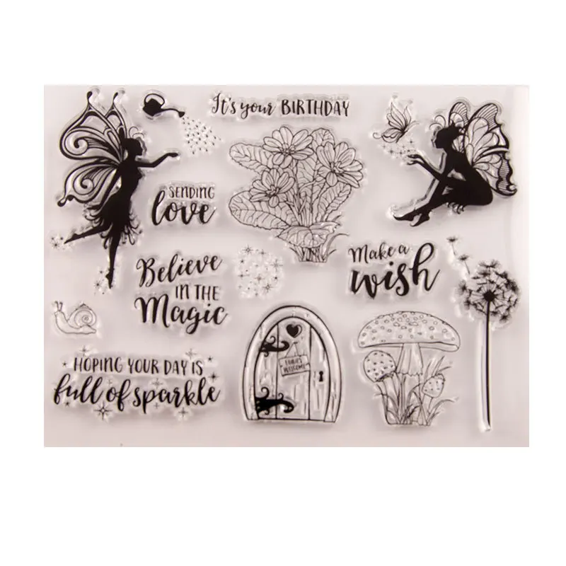 Clear Stamps Elves Set - 4 Sheets Silicone Stamp Fairy - Embossed Stamp - Stamp Silicone - DIY Stamp for DIY Album Scrapbooking Photo Cards Decor