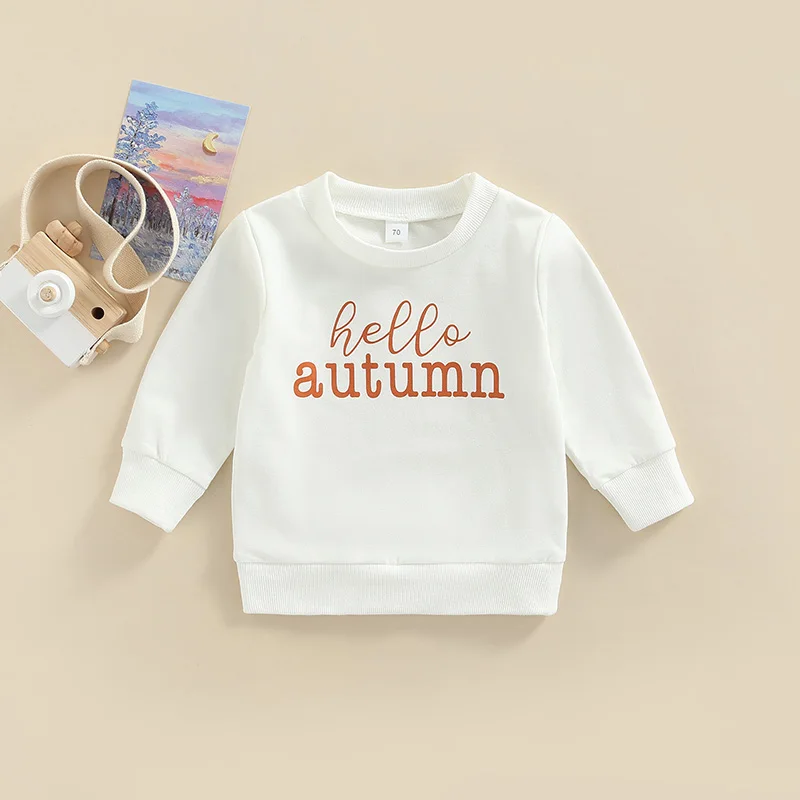 FOCUSNORM 0-3Y Autumn Baby Girls Boys Cute Sweatshirt Outwear Letter Printing Long Sleeve Pullover Tops