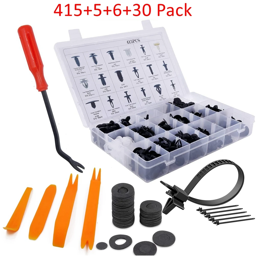 

415 PCS Car Body Interior Fender Bumper Retainers Fasteners Clips Plastic Rivets Trim Assortment Kit Screws Panel Fastener