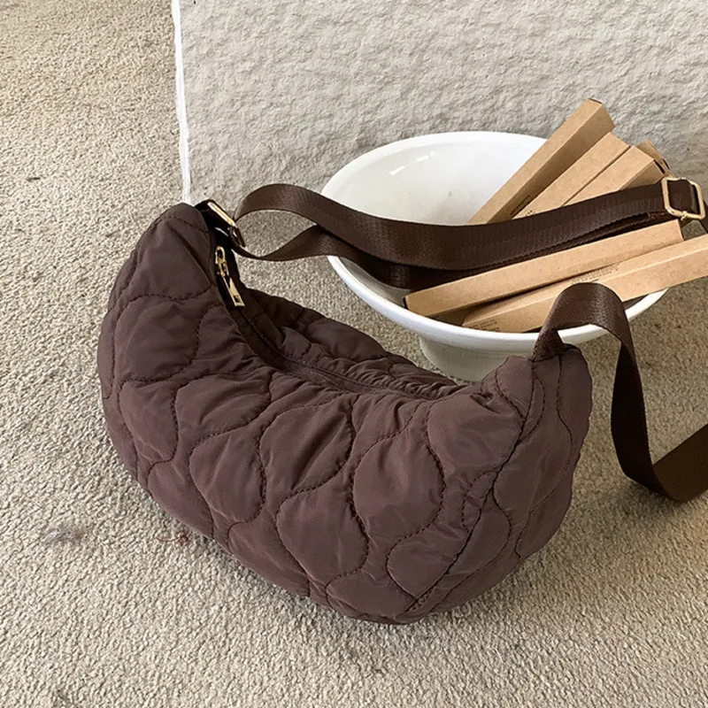 

Y2K Solid Color Soft Down Design Shoulder Bags For Women 2024 Summer Korean Fashion Female Big Capacity Shopping Handbags
