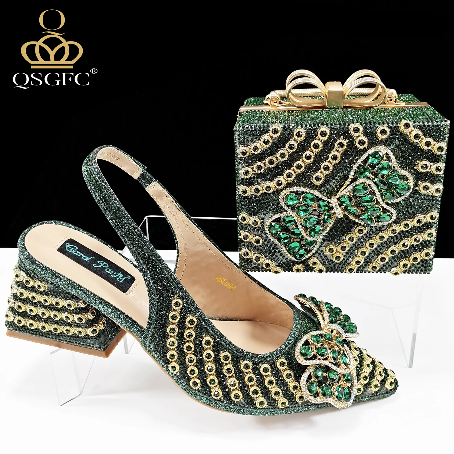 QSGFC Italienisches Design Clutch Dual Use Full Diamond High Heels Exquisite Geschenkbox und High Heels für Party-Damenschuhe – Detail 15