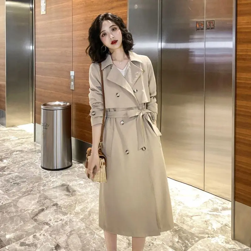 

2023 spring new women's windbreaker design sense temperament thin long windbreaker women's small woman coat thin free mail