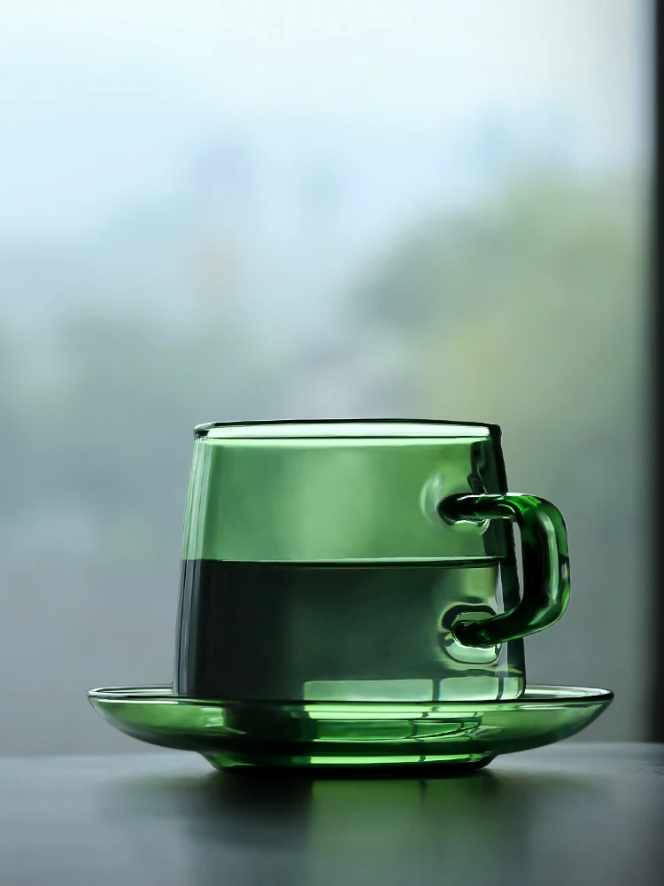 

The product can be customized.Household heatproof glass coffee cup saucer borosilicate water cup vintage afternoon tea