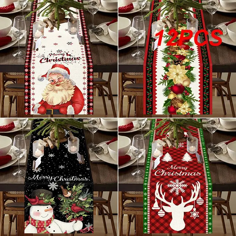 

12PCS Anti-scratch Table Runner 110g Print Design Does Not Fade Breathable Soft Dining Room Printed Tablecloth