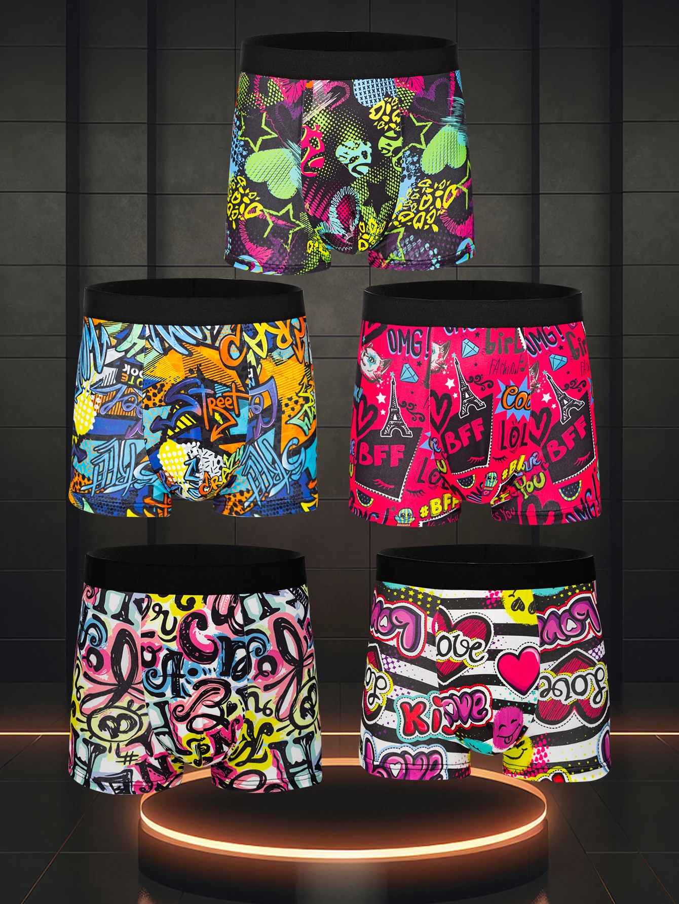 5-pack Men's Boxer Shorts Printed Comfortable Soft Casual Versatile Underwear