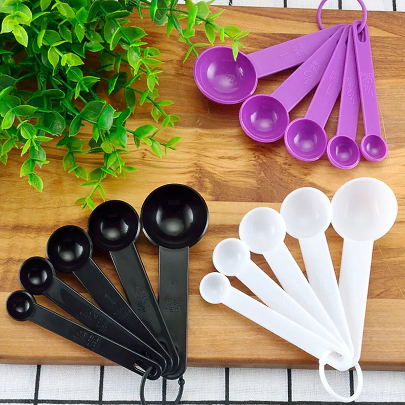 Kitchen Measuring Spoons Measuring Spoon Set Measuring Cup and Spoon Set Plastic Measuring Cup 5pcs/set Kitchen Measuring Spoon Measuring Cups Tools Portable Plastic Coffee Sugar Scoop Kitchen Gadgets