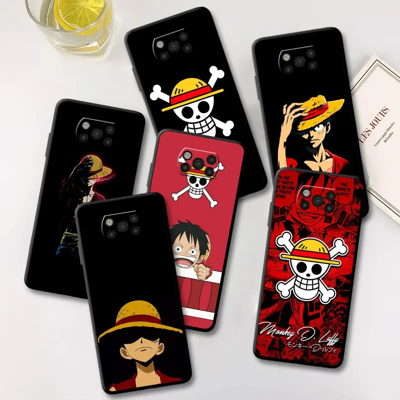 

Anime One Piece Luffy Black Case For Xiaomi Poco X3 NFC M3 X4 X5 F5 Pro Mi 11T 10T 12 9T 11 Lite Capa Phone Fundas