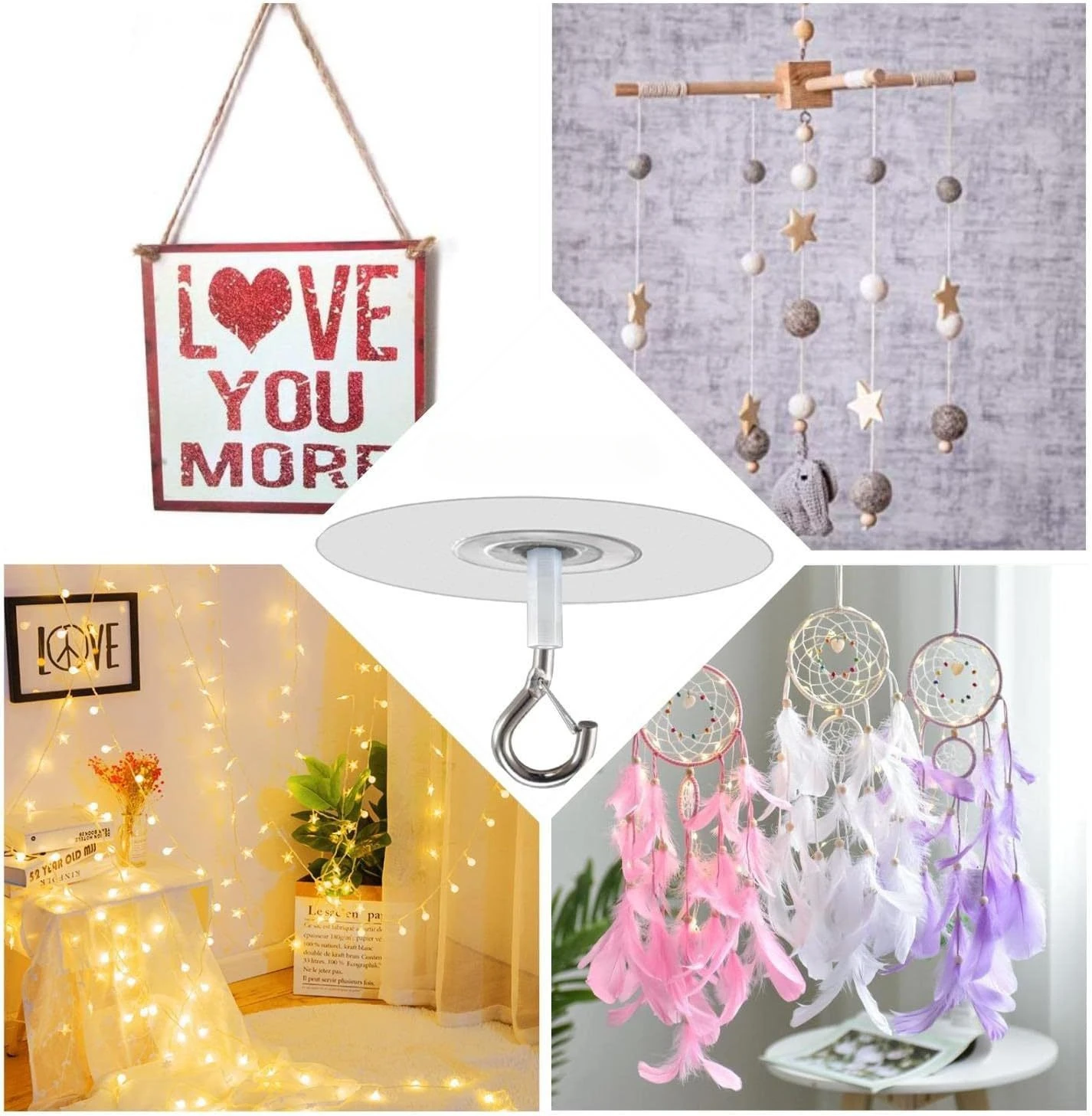 Ceiling Hooks Stick Self-Adhesive Water Resistant Multifunctional for Balloons Wind Chimes