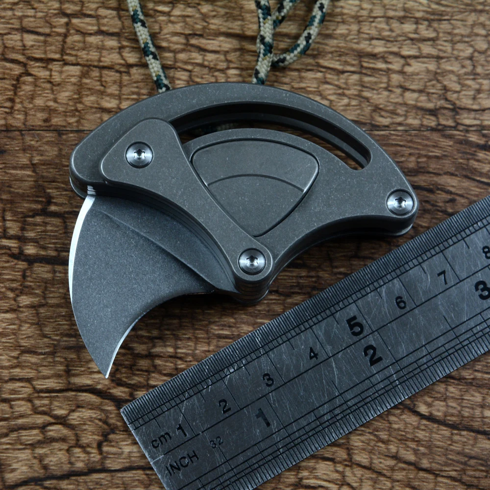 

TWOSUN Mini Knife 14C28N Stonewash Blade Hand Tool Teflon Washer Titanium Handle Outdoor Cutlery Art Paper Cutting Knife TS151